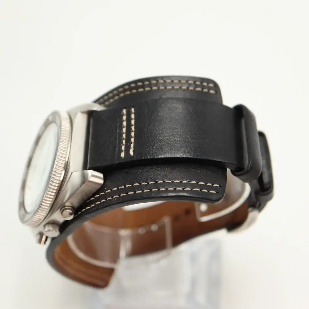 Fossil Speedway Chronograph 40mm Watch Brown Bezel Blue Sub Black Leather CH2337